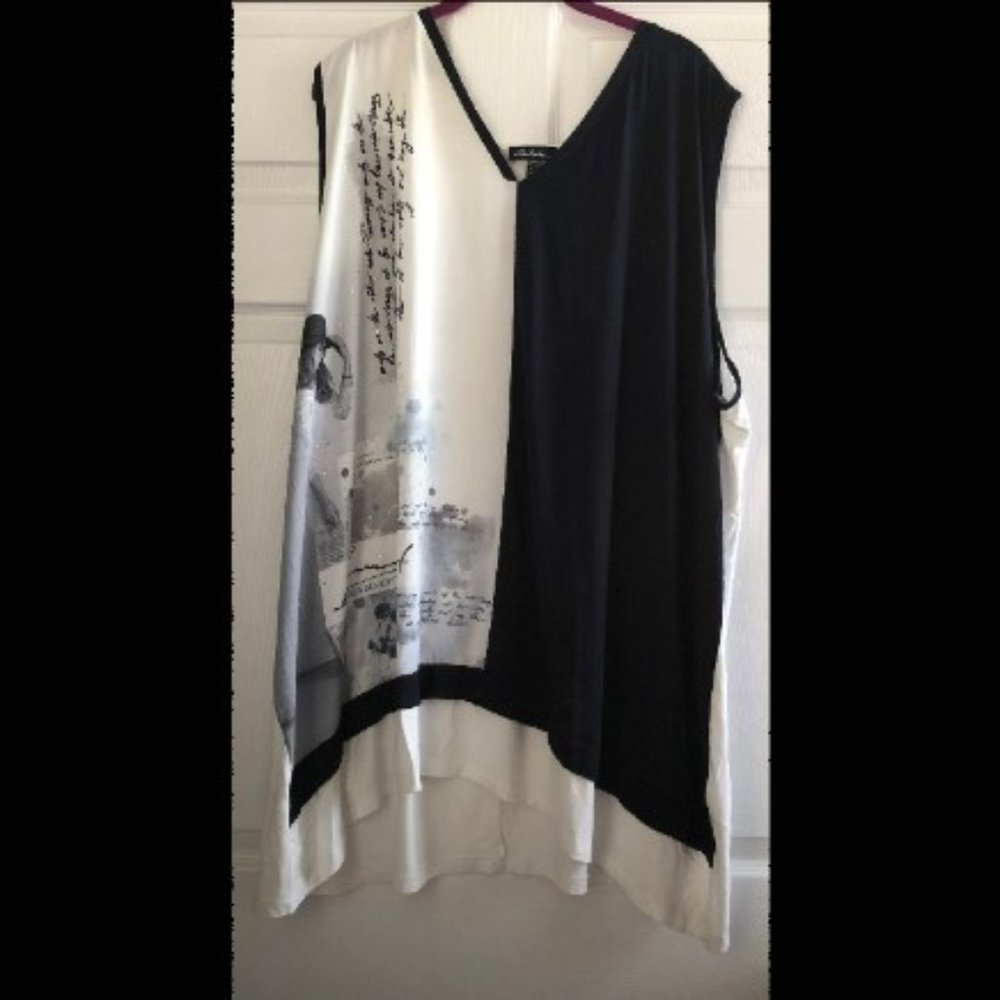 Mixed Media Tank w/Crystal & Color Blocking Accent